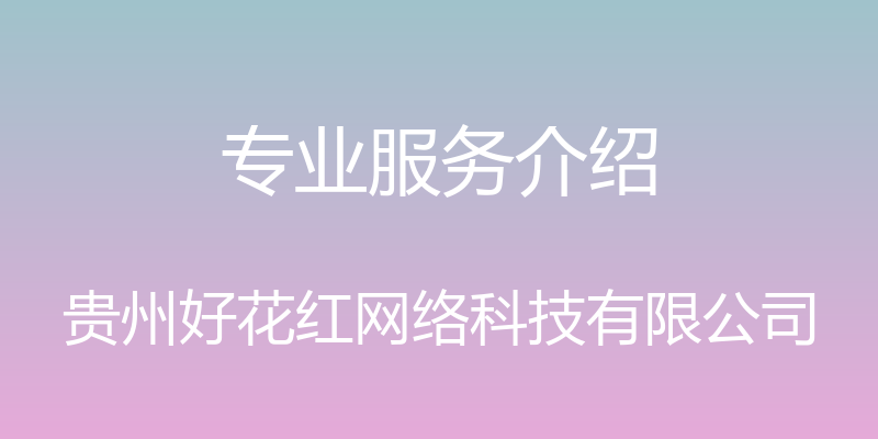 专业服务介绍 - 贵州好花红网络科技有限公司