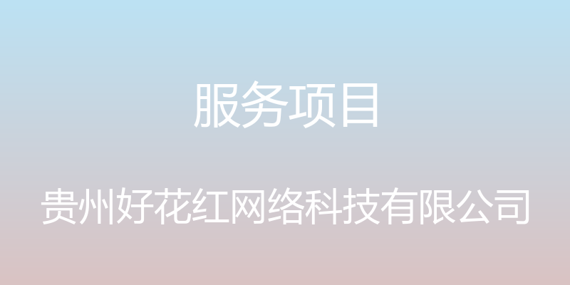 服务项目 - 贵州好花红网络科技有限公司