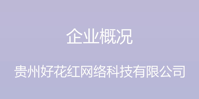 企业概况 - 贵州好花红网络科技有限公司